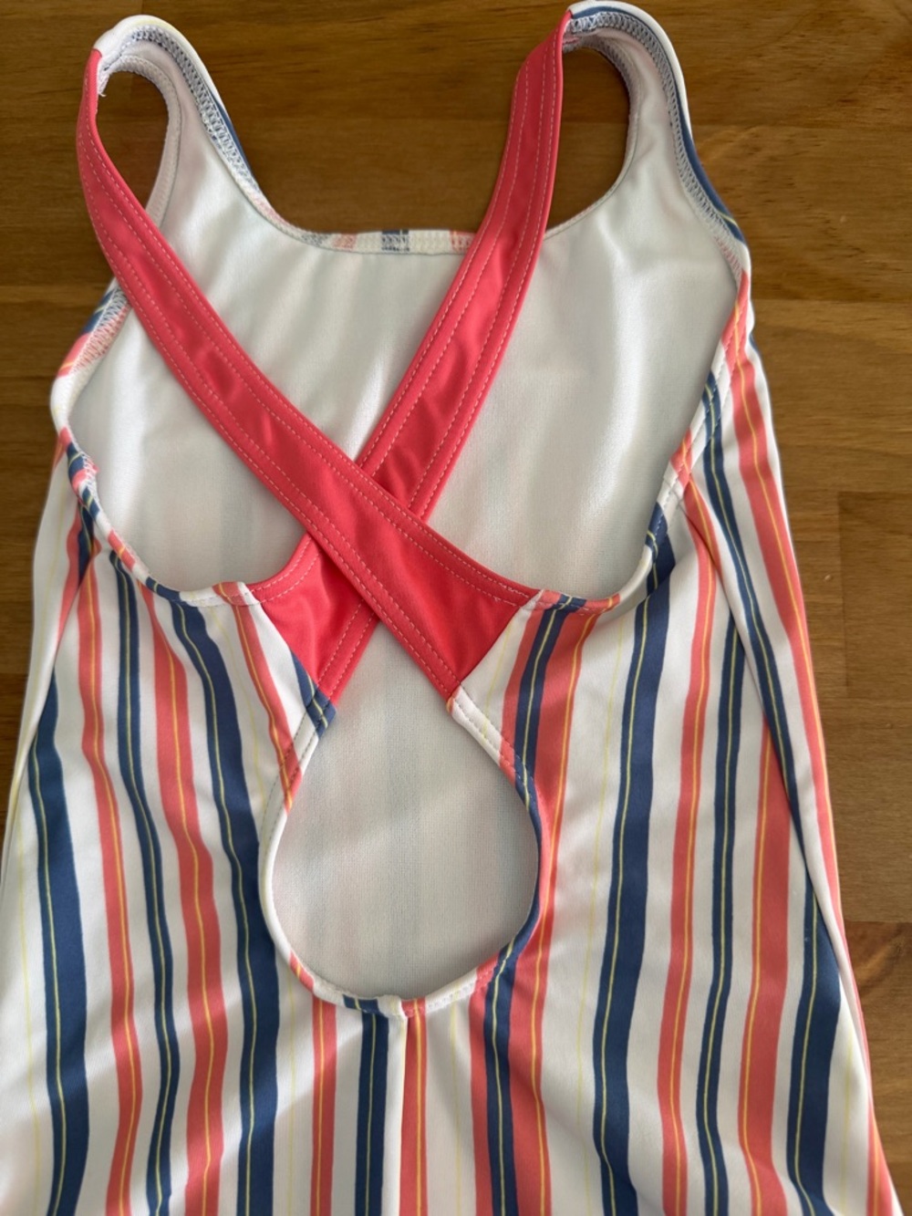 Roxy Girls Striped One-Piece Swimsuit - Coral, Navy & White Size 6 - Picture 3 of 4